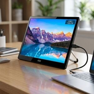 AOC E1659FWU 16" Portable USB 3.0 Monitor - Slim LED HD Second Screen